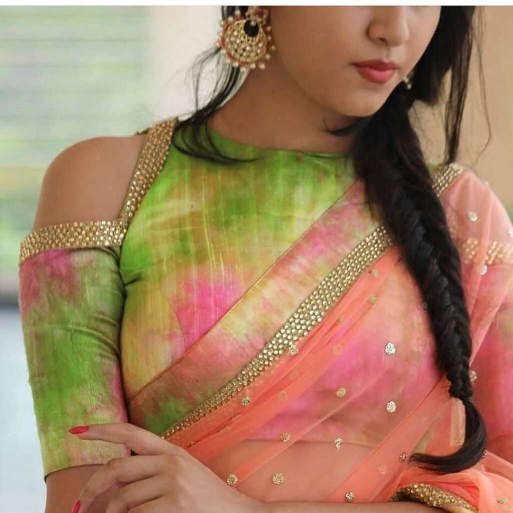 High Neck Blouse Designs For Silk Sarees