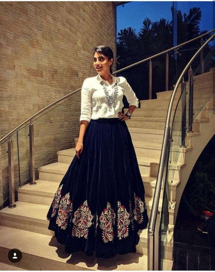 lehenga with shirt indowestern