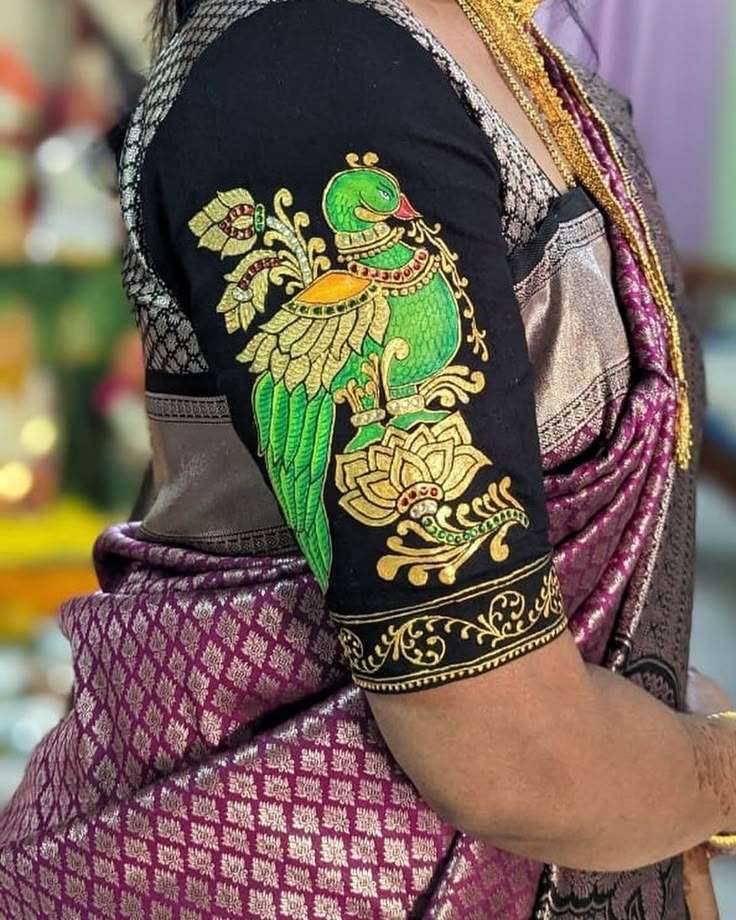 parrot motif blouse